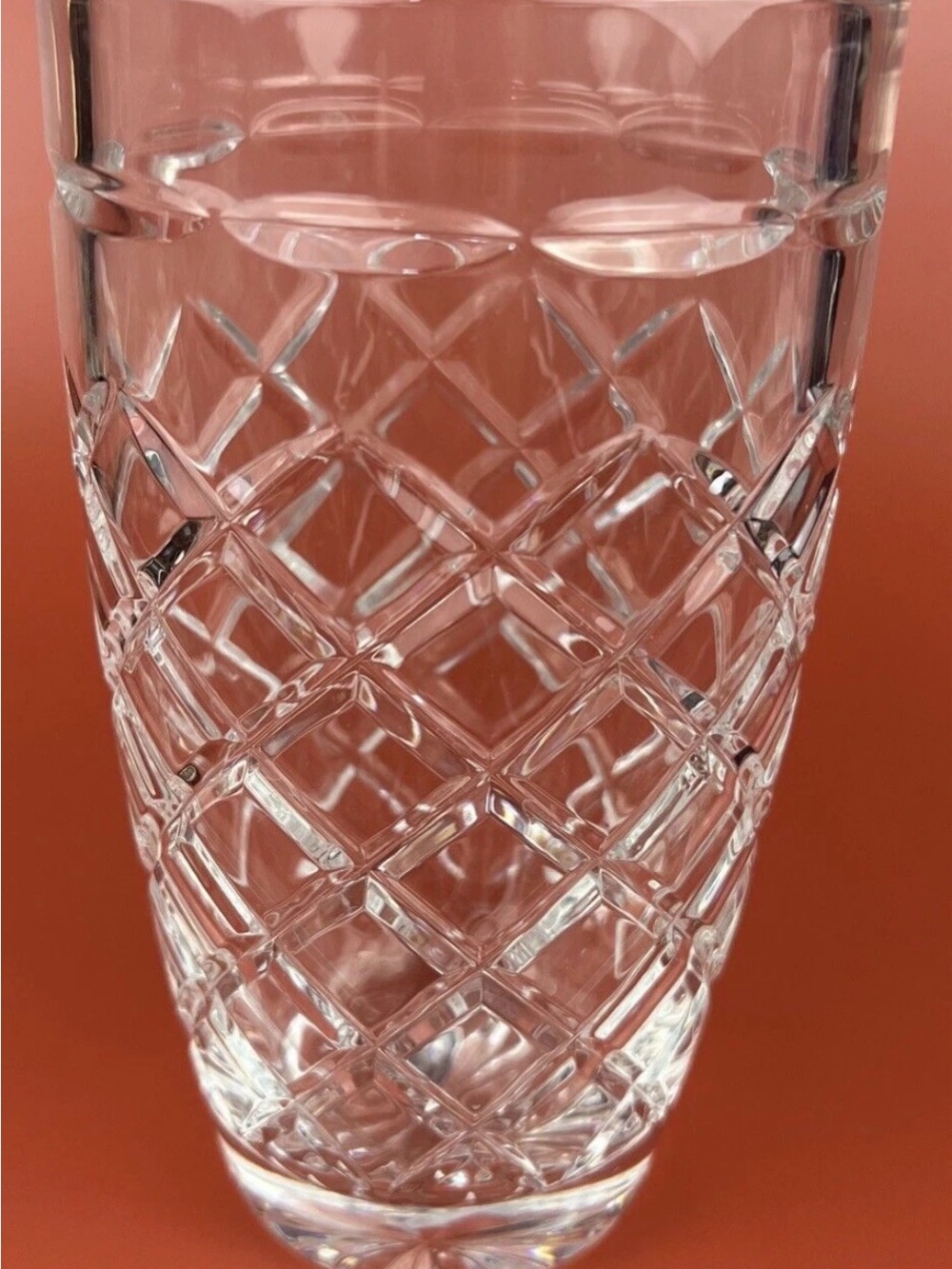 Crystal Barrel Vase ~ 24% Full Lead Crystal  ~ Block Casablanca ~ 7"